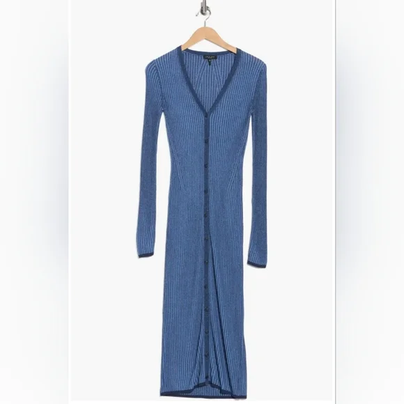 rag & bone Blue Long Sleeve Knit Dress - Picture 3 of 8